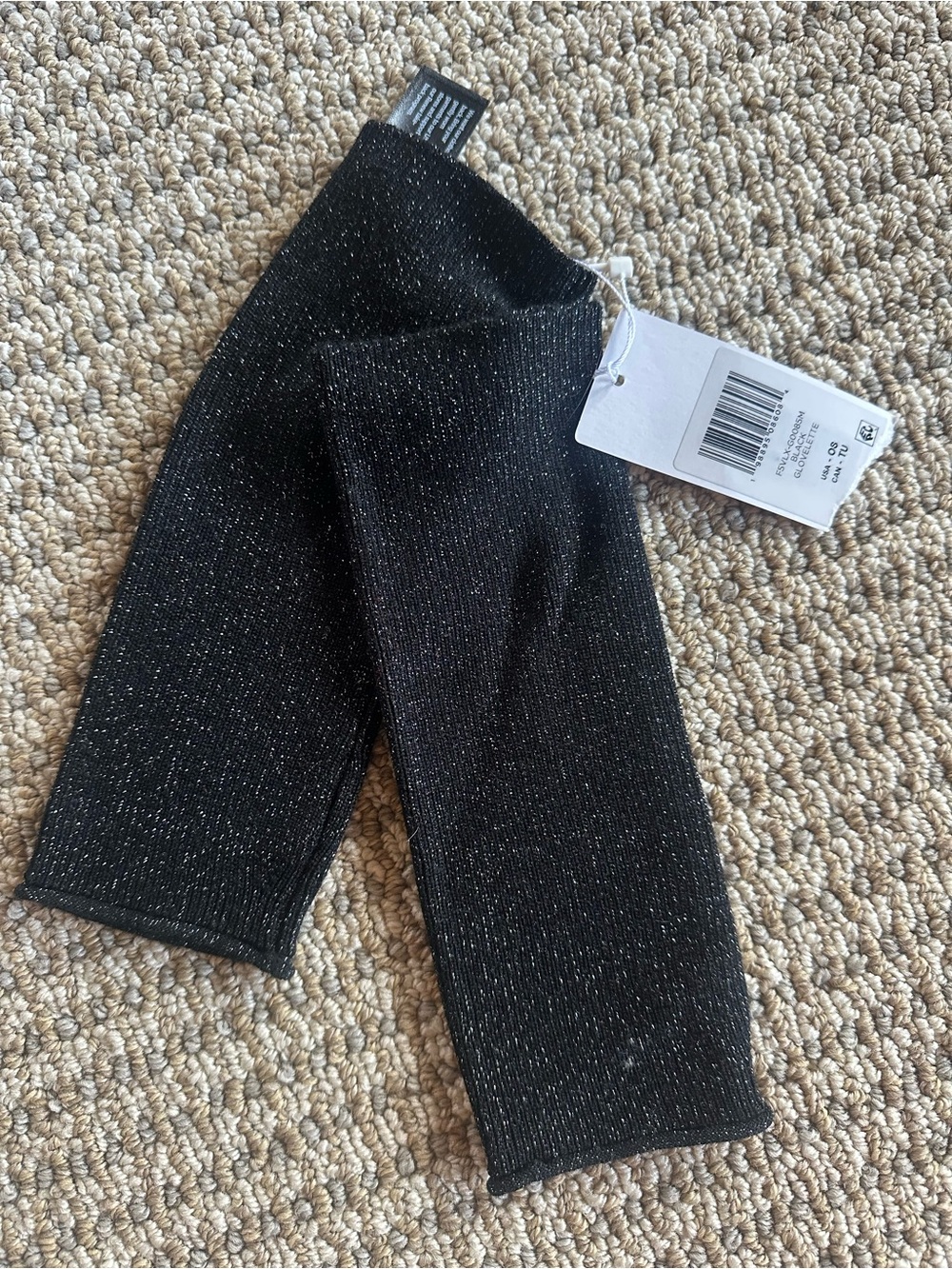 Eileen Fisher Black Metallic Sparkle Arm Warmers/Glovelette